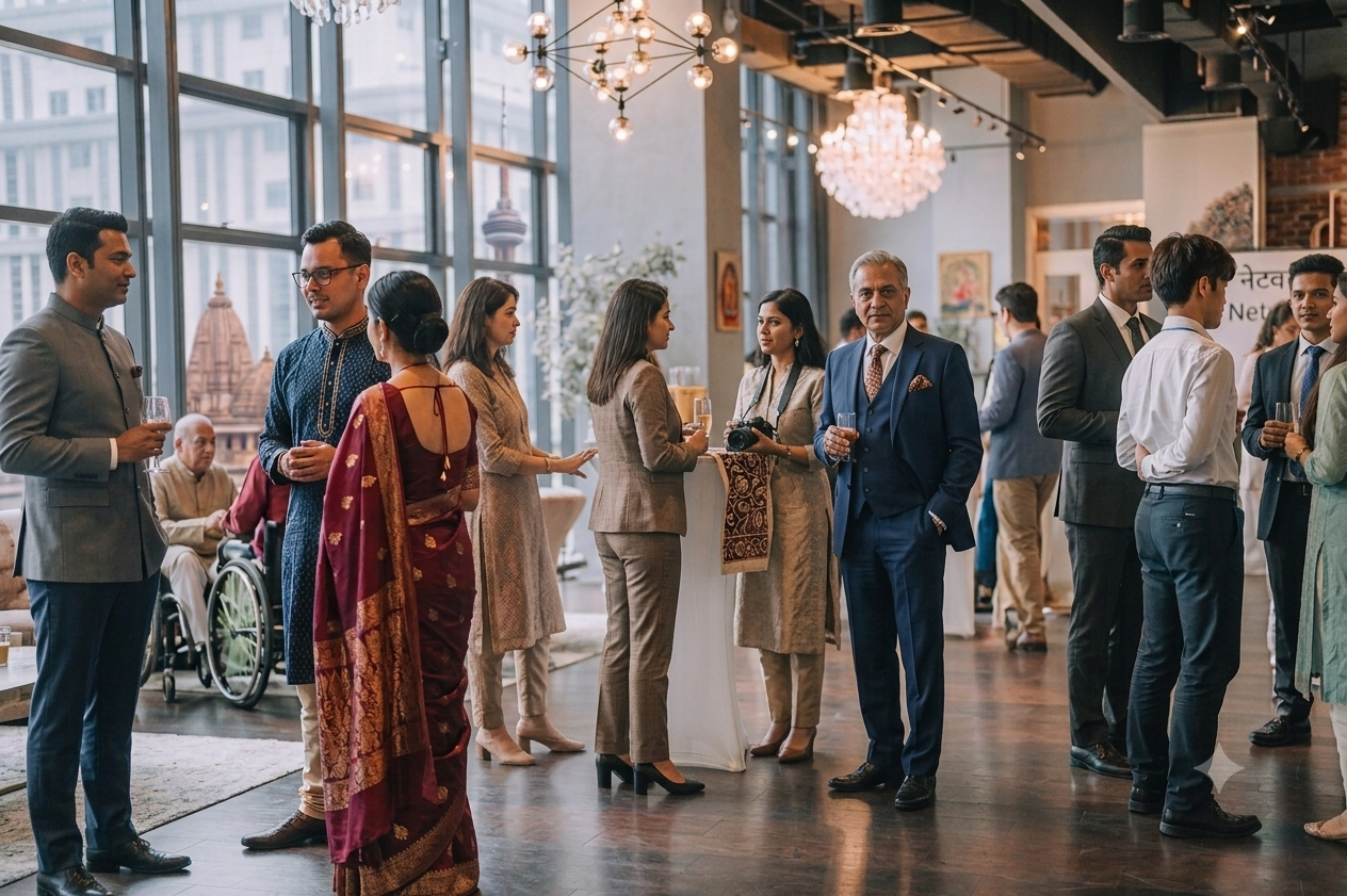 Business advisors networking at a professional event